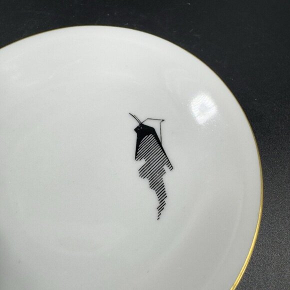 Freiberger Porzellan Round Dish Plate Unique Design Germany MCM Gold Edge Set 2 - Picture 6 of 12